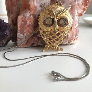 Vintage gold owl necklace